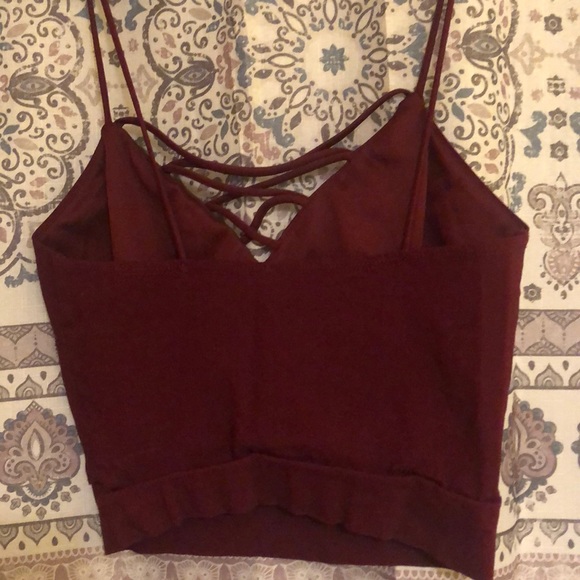 Wine Colored Crop Top // Traded - Picture 3 of 5